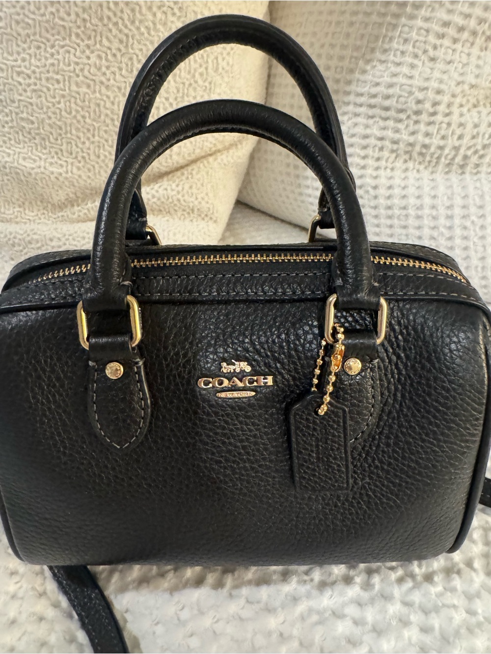 Coach Black Pebbled Leather Mini Rowan with Gold Hardware - Picture 2 of 6
